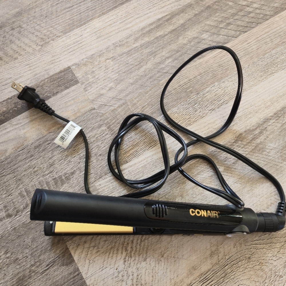 CONAIR Ceramic Hair Straightener Flat Iron Black Gold Plates Adjustable CS3B